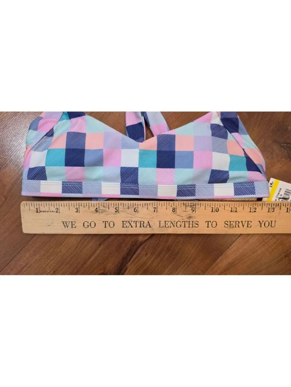 NWT Raisins Girls Malibu Bikini Top Swimsuit Siz 12, Pastel Plaid, #176